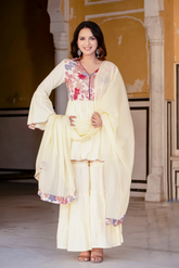 Women Floral Print Flared Kurta Set